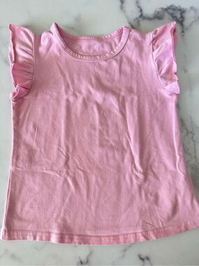 Bubblegum pink 5 year girls pastel flutter short sleeve casual tee